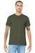 Bella + Canvas BC3001/3001 Mens Jersey Short Sleeve Crewneck T-Shirt Army Green Model Front