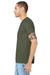 Bella + Canvas BC3001/3001 Mens Jersey Short Sleeve Crewneck T-Shirt Army Green Model Side