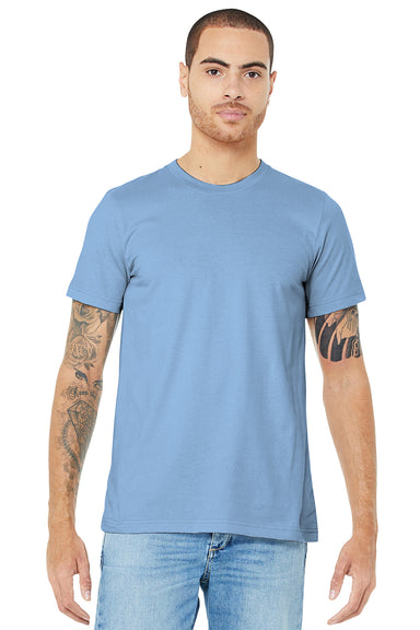 Bella + Canvas BC3001/3001C Mens Jersey Short Sleeve Crewneck T-Shirt Baby Blue Model Front