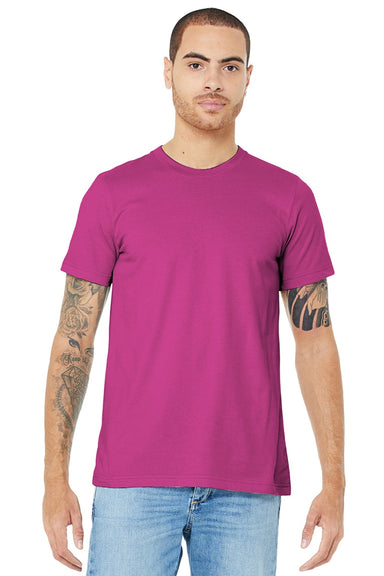 Bella + Canvas BC3001/3001 Mens Jersey Short Sleeve Crewneck T-Shirt Berry Pink Model Front