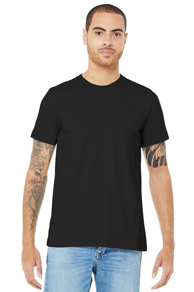 Bella + Canvas BC3001/3001C Mens Jersey Short Sleeve Crewneck T-Shirt Black Model Front