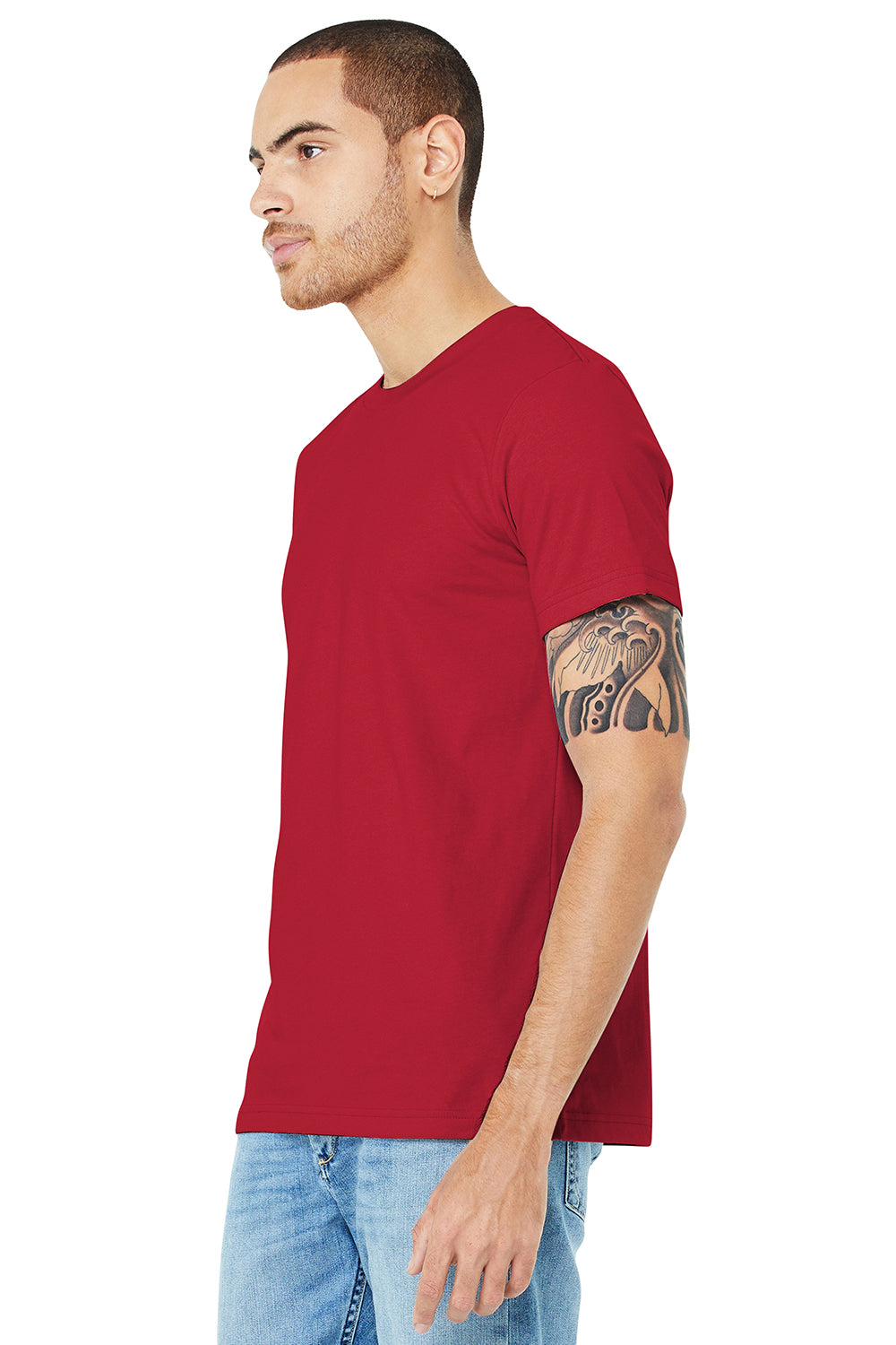 Bella + Canvas BC3001/3001C Mens Jersey Short Sleeve Crewneck T-Shirt Canvas Red Model 3Q