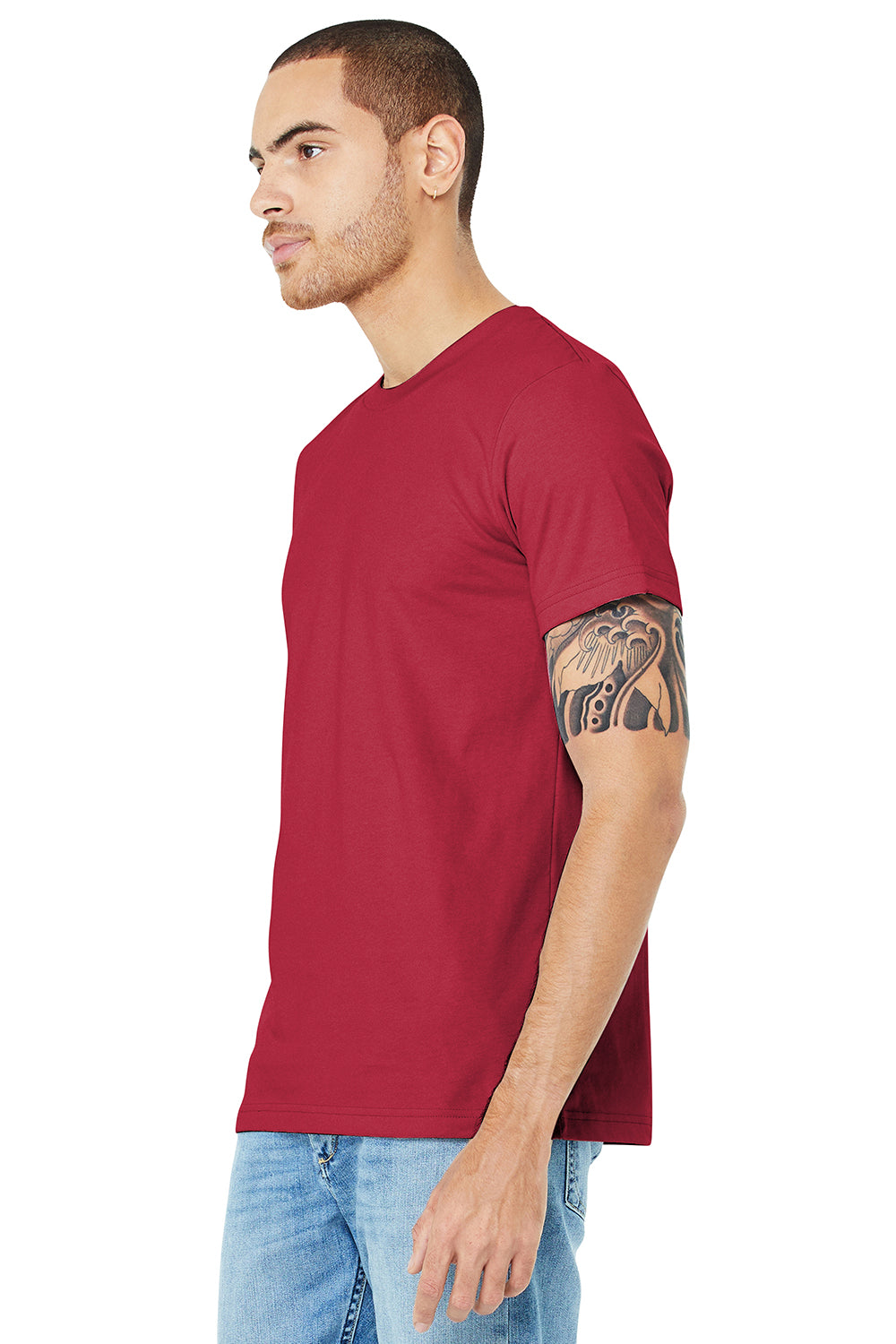 Bella + Canvas BC3001/3001C Mens Jersey Short Sleeve Crewneck T-Shirt Cardinal Red Model 3Q