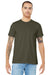 Bella + Canvas BC3001/3001C Mens Jersey Short Sleeve Crewneck T-Shirt Dark Olive Green Model Front