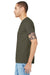 Bella + Canvas BC3001/3001 Mens Jersey Short Sleeve Crewneck T-Shirt Dark Olive Green Model Side