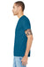 Bella + Canvas BC3001/3001 Mens Jersey Short Sleeve Crewneck T-Shirt Deep Teal Blue Model Side