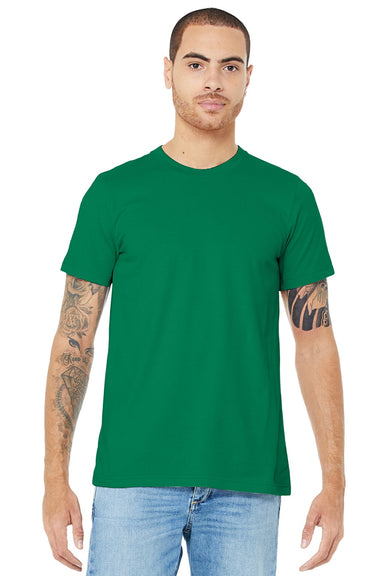 Bella + Canvas BC3001/3001 Mens Jersey Short Sleeve Crewneck T-Shirt Kelly Green Model Front