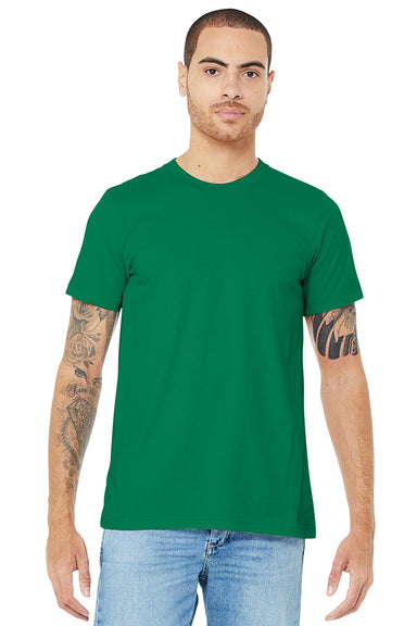 Bella + Canvas BC3001/3001C Mens Jersey Short Sleeve Crewneck T-Shirt Kelly Green Model Front