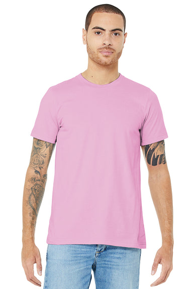 Bella + Canvas BC3001/3001C Mens Jersey Short Sleeve Crewneck T-Shirt Lilac Pink Model Front