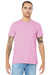 Bella + Canvas BC3001/3001 Mens Jersey Short Sleeve Crewneck T-Shirt Lilac Pink Model Front