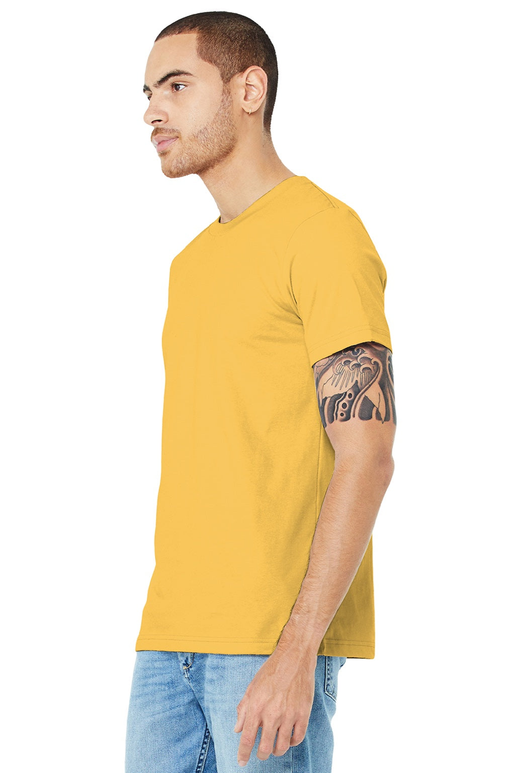 Bella + Canvas BC3001/3001 Mens Jersey Short Sleeve Crewneck T-Shirt Maize Yellow Model 3Q