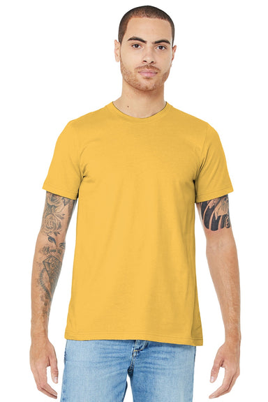 Bella + Canvas BC3001/3001 Mens Jersey Short Sleeve Crewneck T-Shirt Maize Yellow Model Front