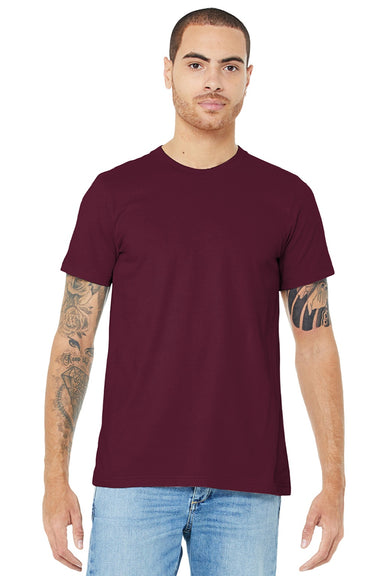 Bella + Canvas BC3001/3001 Mens Jersey Short Sleeve Crewneck T-Shirt Maroon Model Front