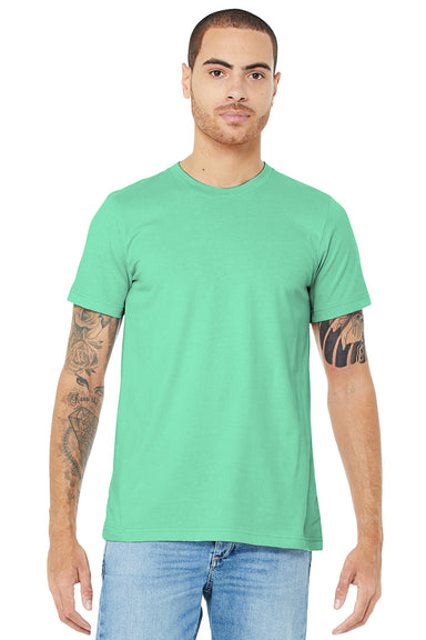 Bella + Canvas BC3001/3001C Mens Jersey Short Sleeve Crewneck T-Shirt Mint Green Model Front