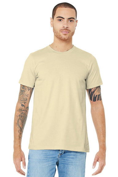 Bella + Canvas BC3001/3001C Mens Jersey Short Sleeve Crewneck T-Shirt Natural Model Front