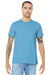 Bella + Canvas BC3001/3001C Mens Jersey Short Sleeve Crewneck T-Shirt Ocean Blue Model Front