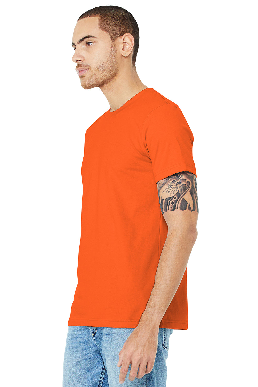 Bella + Canvas BC3001/3001C Mens Jersey Short Sleeve Crewneck T-Shirt Orange Model 3Q