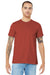 Bella + Canvas BC3001/3001 Mens Jersey Short Sleeve Crewneck T-Shirt Rust Red Model Front