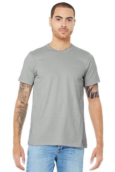Bella + Canvas BC3001/3001 Mens Jersey Short Sleeve Crewneck T-Shirt Silver Grey Model Front