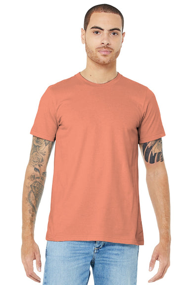 Bella + Canvas BC3001/3001 Mens Jersey Short Sleeve Crewneck T-Shirt Sunset Orange Model Front