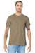 Bella + Canvas BC3001/3001 Mens Jersey Short Sleeve Crewneck T-Shirt Tan Brown Model Front