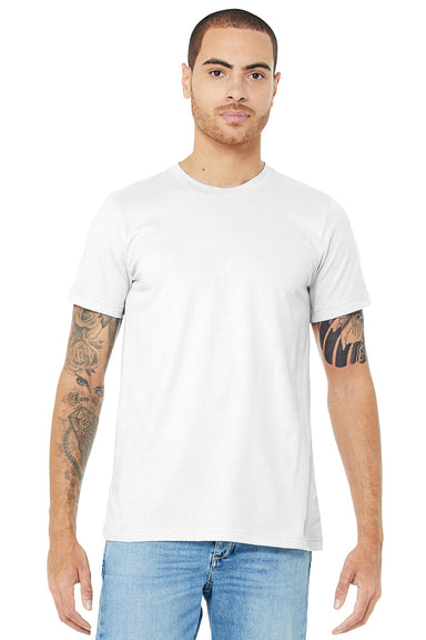 Bella + Canvas BC3001/3001C Mens Jersey Short Sleeve Crewneck T-Shirt White Model Front