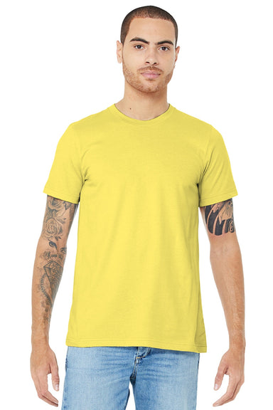 Bella + Canvas BC3001/3001 Mens Jersey Short Sleeve Crewneck T-Shirt Yellow Model Front
