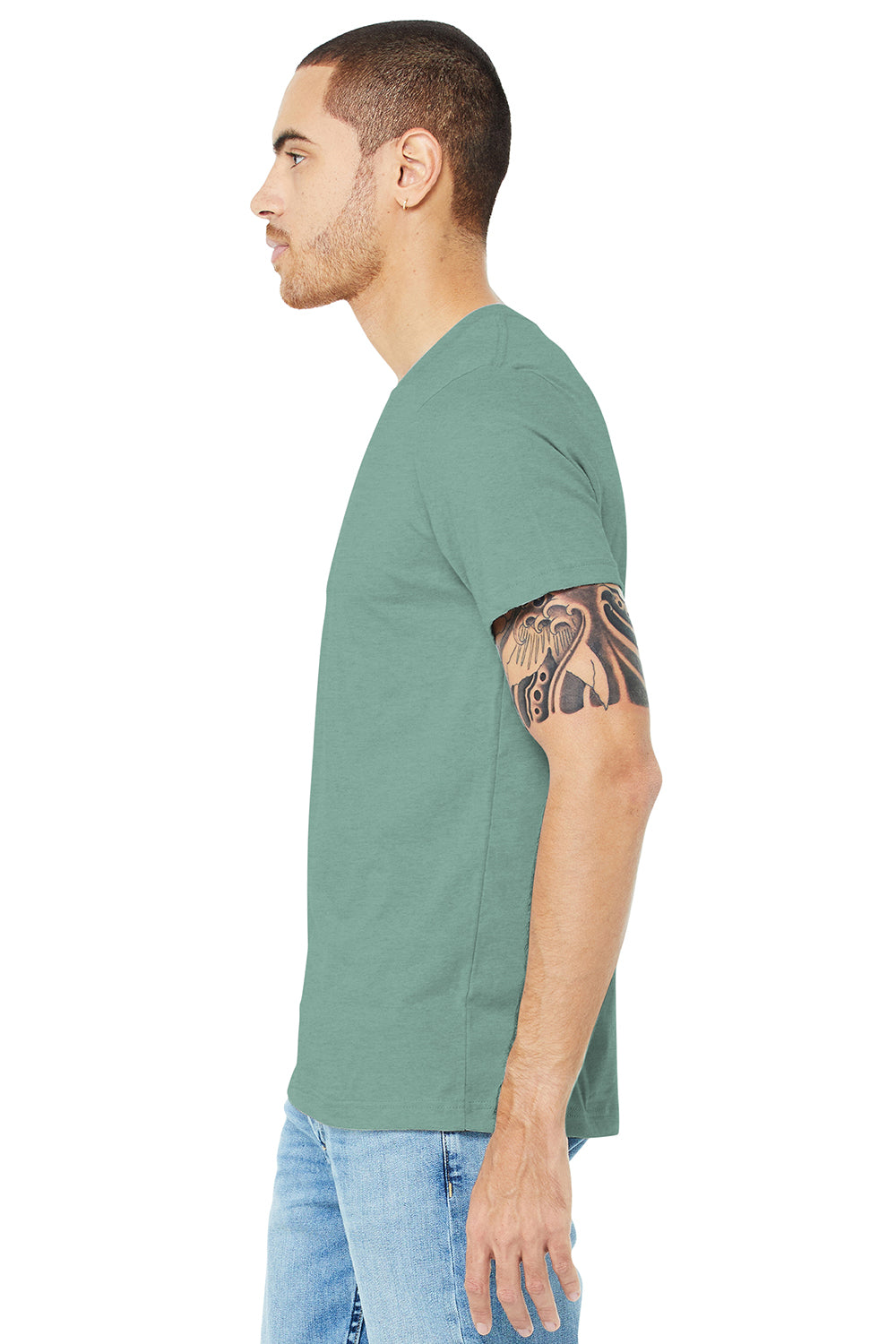 Bella Canvas Unisex Short Sleeve T-Shirt - Heather CVC Blend, Retail Fit, Heather Mint, 4.2 Oz