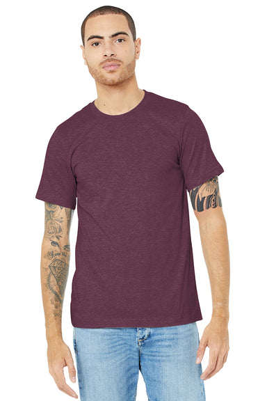 Bella + Canvas BC3001CVC/3001CVC Mens Heather CVC Short Sleeve Crewneck T-Shirt Heather Maroon Model Front