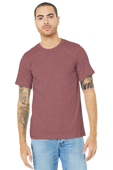 Bella + Canvas BC3001CVC/3001CVC Mens Heather CVC Short Sleeve Crewneck T-Shirt Heather Mauve Model Front