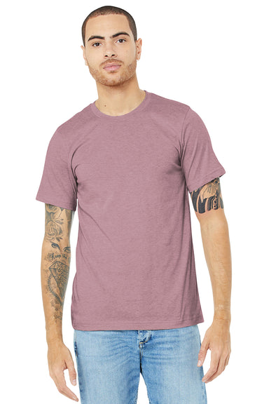 Bella + Canvas BC3001CVC/3001CVC Mens Heather CVC Short Sleeve Crewneck T-Shirt Heather Orchid Model Front