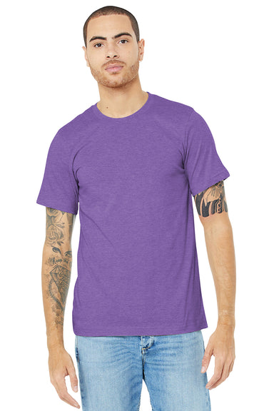 Bella + Canvas BC3001CVC/3001CVC Mens Heather CVC Short Sleeve Crewneck T-Shirt Heather Team Purple Model Front