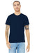 Bella + Canvas BC3001U Mens USA Made Jersey Short Sleeve Crewneck T-Shirt Navy Blue Model Front