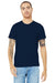 Bella + Canvas 3001U/3001USA Mens USA Made Jersey Short Sleeve Crewneck T-Shirt Navy Blue Model Front