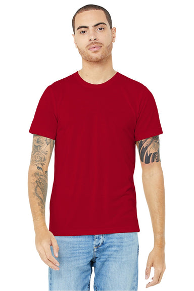 Bella + Canvas BC3001U Mens USA Made Jersey Short Sleeve Crewneck T-Shirt Red Model Front