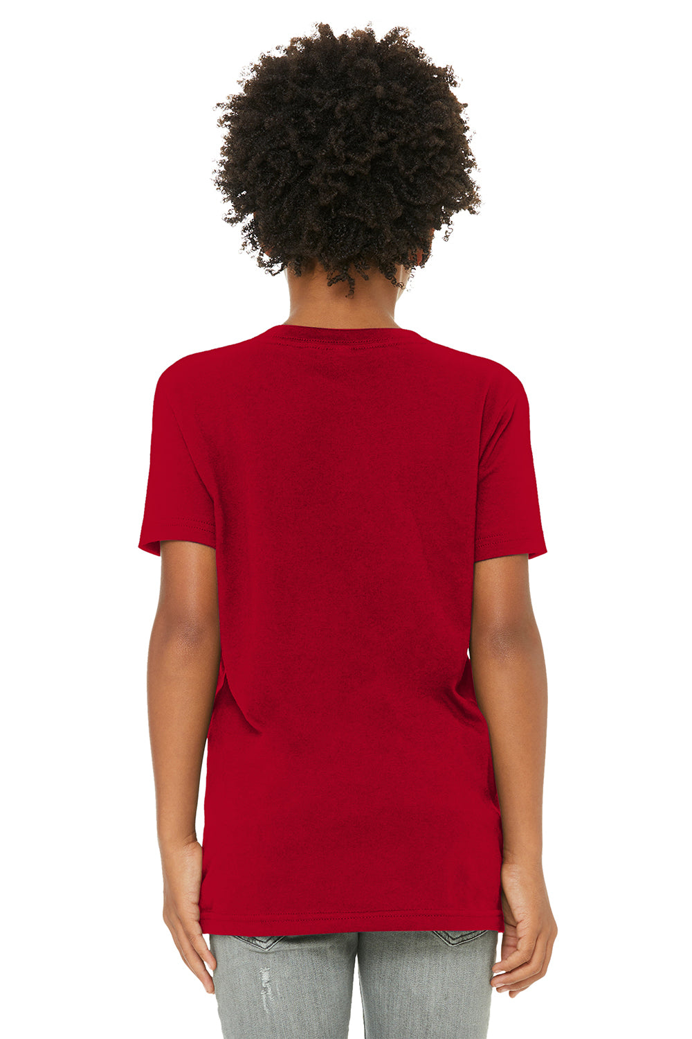 Bella + Canvas 3001Y Youth Jersey Short Sleeve Crewneck T-Shirt Red Model Back