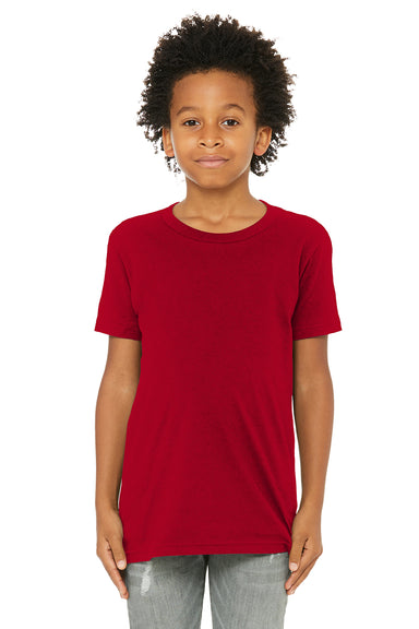 Bella + Canvas 3001Y Youth Jersey Short Sleeve Crewneck T-Shirt Red Model Front