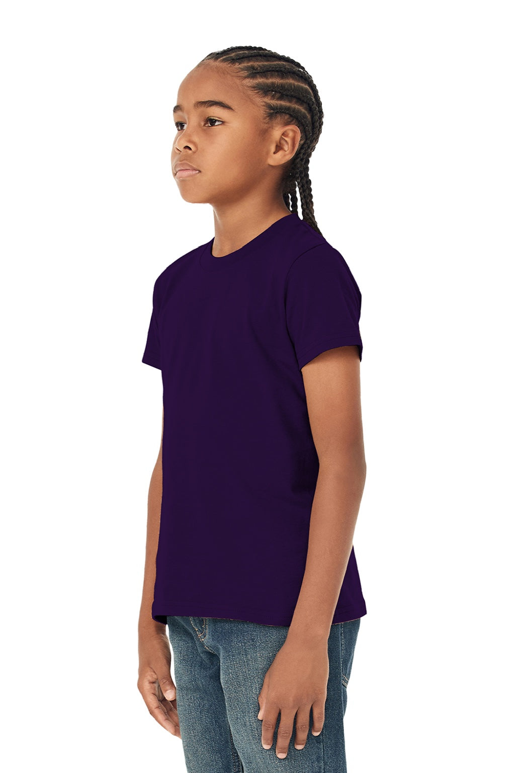 Bella + Canvas BC3001Y/3001Y Youth Jersey Short Sleeve Crewneck T-Shirt Team Purple Model 3Q