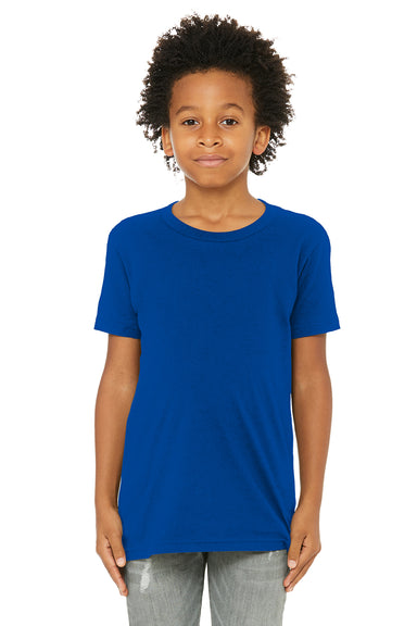 Bella + Canvas 3001Y Youth Jersey Short Sleeve Crewneck T-Shirt True Royal Blue Model Front