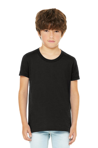 Bella + Canvas BC3001YCVC/3001YCVC Youth Jersey Short Sleeve Crewneck T-Shirt Heather Black Model Front