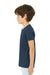 Bella + Canvas BC3001YCVC Youth CVC Short Sleeve Crewneck T-Shirt Heather Navy Blue Model Side