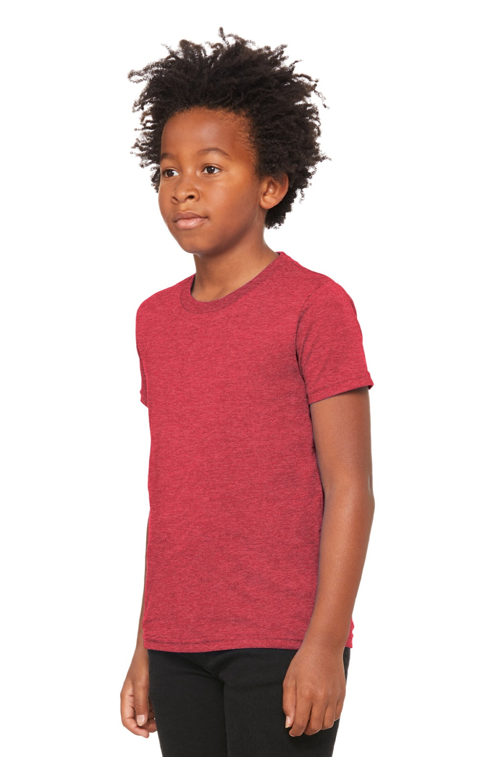 Bella + Canvas BC3001YCVC/3001YCVC Youth Jersey Short Sleeve Crewneck T-Shirt Heather Red Model 3Q
