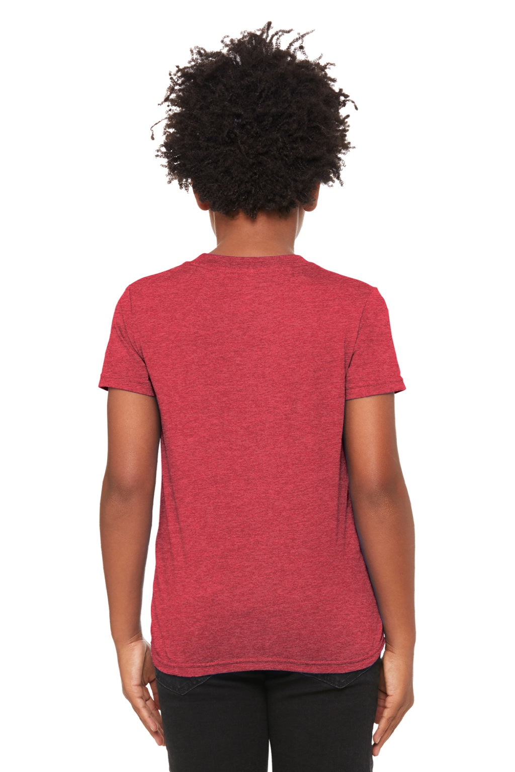 Bella + Canvas BC3001YCVC/3001YCVC Youth Jersey Short Sleeve Crewneck T-Shirt Heather Red Model Back