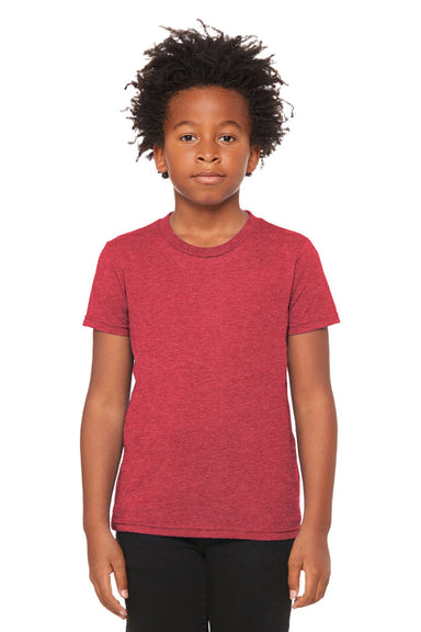 Bella + Canvas BC3001YCVC/3001YCVC Youth Jersey Short Sleeve Crewneck T-Shirt Heather Red Model Front