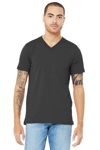 Bella + Canvas BC3005/3005 Mens Jersey Short Sleeve V-Neck T-Shirt Asphalt Grey Model Front