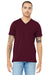 Bella + Canvas BC3005/3005/3655C Mens Jersey Short Sleeve V-Neck T-Shirt Maroon Model Front