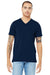Bella + Canvas BC3005/3005 Mens Jersey Short Sleeve V-Neck T-Shirt Navy Blue Model Front