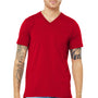 Bella + Canvas Mens Jersey Short Sleeve V-Neck T-Shirt - Red