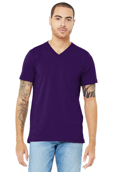 Bella + Canvas BC3005/3005 Mens Jersey Short Sleeve V-Neck T-Shirt Team Purple Model Front
