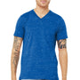 Bella + Canvas Mens Textured Jersey Short Sleeve V-Neck T-Shirt - True Royal Blue Marble - Closeout
